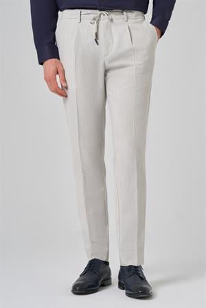 Morven Erkek Taş Poliviskon Trend Çizgili Slim Fit Jogger Pantolon