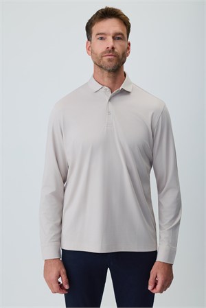 Morven Erkek Taş Polo Yaka Rayon Sweatshirt