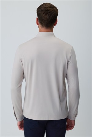 Morven Erkek Taş Polo Yaka Rayon Sweatshirt