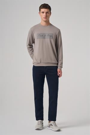 Morven Erkek Taş Trend Baskılı Bisiklet Yaka Sweat-Shirt