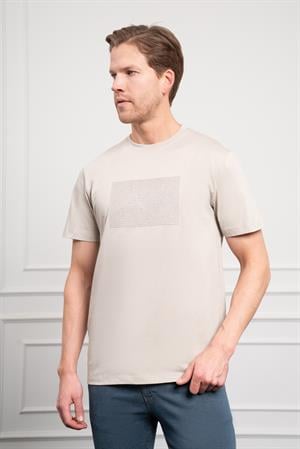 Morven Erkek Taş Trend Bisiklet Yaka Dinamik Fit Pamuk T-Shirt