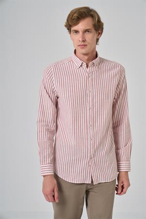 Morven Erkek Turuncu Slim Fit Düğmeli Yaka Gömlek