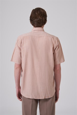 Morven Erkek Tütün Trend Regular Fit Düğmeli Yaka Kısa Kol Gömlek