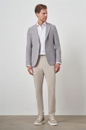 Morven Erkek Vişne Keten Dokuma  Slim Fit Mono Yaka Ceket