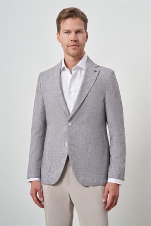 Morven Erkek Vişne Keten Dokuma  Slim Fit Mono Yaka Ceket