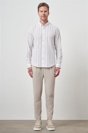 Morven Erkek Vizon Keten Dynamic Fit Düğmeli Yaka Gömlek