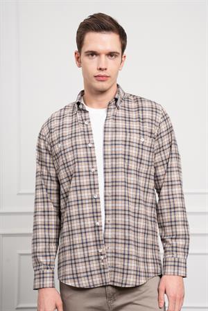 Morven Erkek Vizon Kışlık Düğmeli Yaka Regular Fit Gömlek