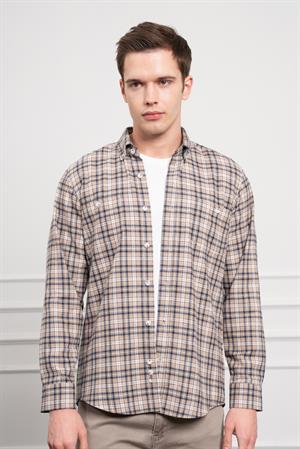 Morven Erkek Vizon Kışlık Düğmeli Yaka Regular Fit Gömlek