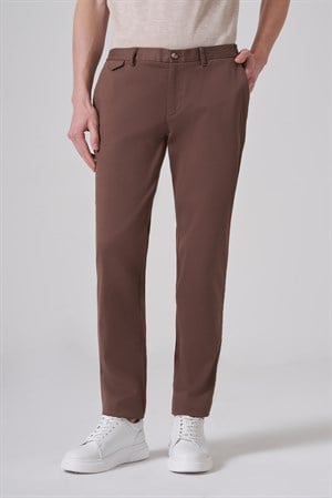 Morven Erkek Vizon Pamuk Trend Slim Fit Chino Pantolon