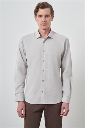 Morven Erkek Vizon Slim Fit İtalyan Yaka Gömlek