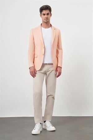 Morven Erkek Yavruağzı Poliviskon Slim Fit Mono Yaka Klasik Ceket
