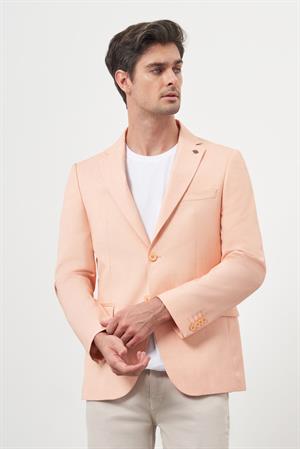 Morven Erkek Yavruağzı Poliviskon Slim Fit Mono Yaka Klasik Ceket