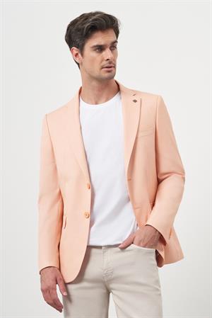 Morven Erkek Yavruağzı Poliviskon Slim Fit Mono Yaka Klasik Ceket