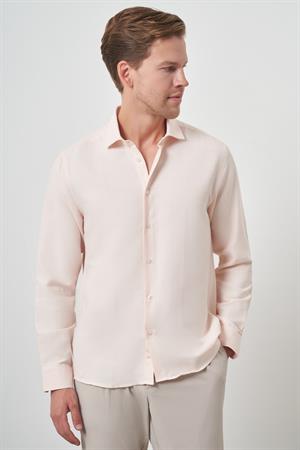 Morven Erkek Yavruağzı Slim Fit İtalyan Yaka Gömlek