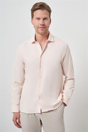 Morven Erkek Yavruağzı Slim Fit İtalyan Yaka Gömlek