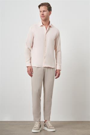 Morven Erkek Yavruağzı Slim Fit İtalyan Yaka Gömlek