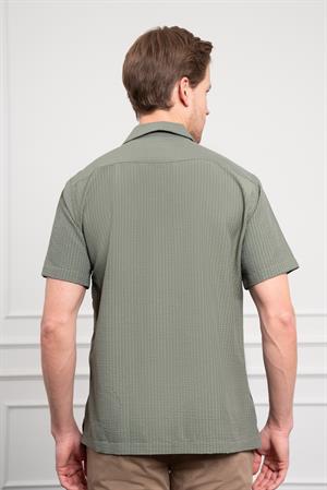 Morven Erkek Yeşil Apaş Yaka Kısa Kol Gömlek