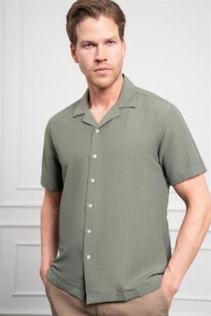 Morven Erkek Yeşil Apaş Yaka Kısa Kol Gömlek