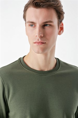 Morven Erkek Yeşil Basic Bisiklet Yaka Sweat-Shirt