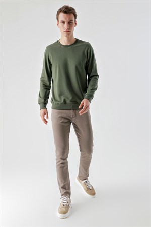 Morven Erkek Yeşil Basic Bisiklet Yaka Sweat-Shirt