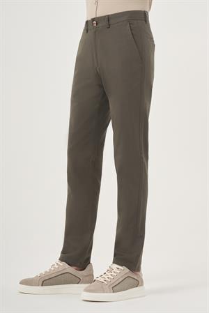 Morven Erkek Yeşil Yazlık Pamuk Yan Cep Slim Fit Chino Pantolon