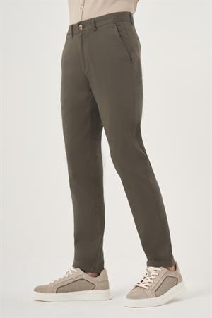 Morven Erkek Yeşil Yazlık Pamuk Yan Cep Slim Fit Chino Pantolon