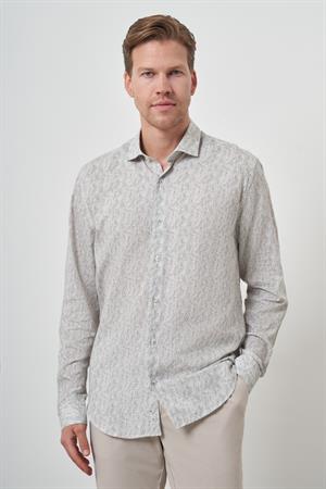 Morven Erkek Yeşil Keten Trend Dynamic Fit Düğmeli Yaka Gömlek