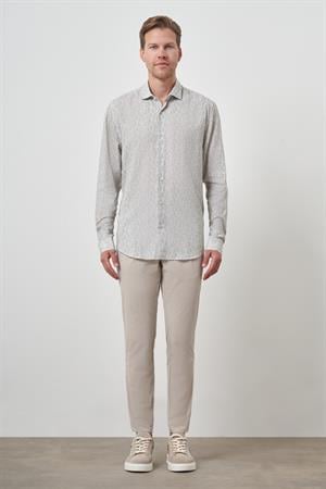 Morven Erkek Yeşil Keten Trend Dynamic Fit Düğmeli Yaka Gömlek