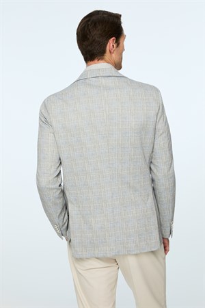 Morven Erkek Yeşil Polyester Trend Ekoseli Slim Fit Ceket