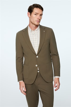 Morven Erkek Yeşil Rayon Trend Düz Slim Fit Mono Yaka Ceket