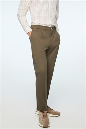 Morven Erkek Yeşil Rayon Trend Düz Slim Fit Pantolon