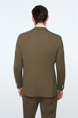 Morven Erkek Yeşil Rayon Trend Düz Slim Fit Mono Yaka Ceket
