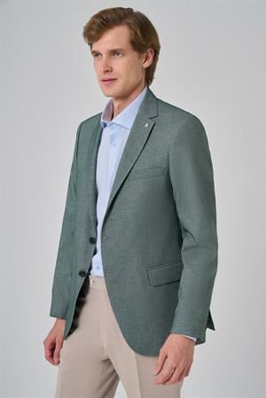 Morven Erkek Yeşil Yünlü Dynamic Fit Rahat Kesim Ceket