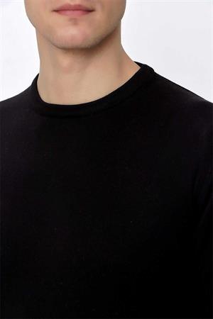 Siyah Basic Dinamik Fit Rahat Kesim Bisiklet Yaka Triko Kazak