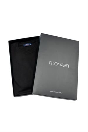 Siyah Basic Dinamik Fit Rahat Kesim Bisiklet Yaka HEDİYE KUTULU Triko Kazak