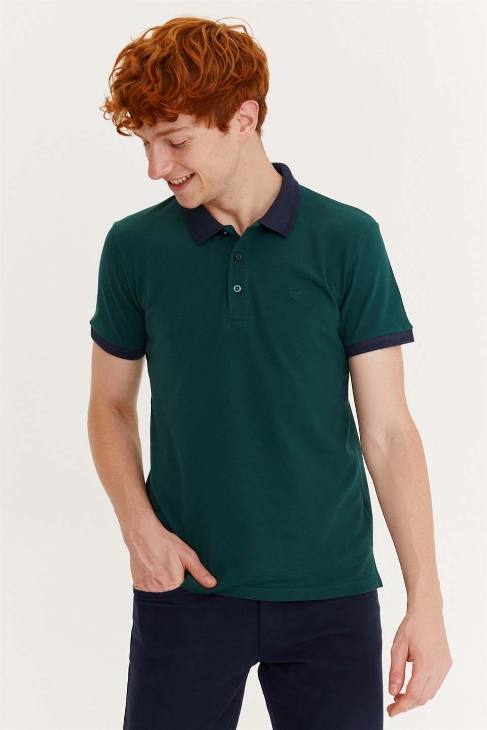 Morven Erkek Haki Basic Polo Yaka Cepsiz Dynamik Fit Rahat Kesim T-Shirt