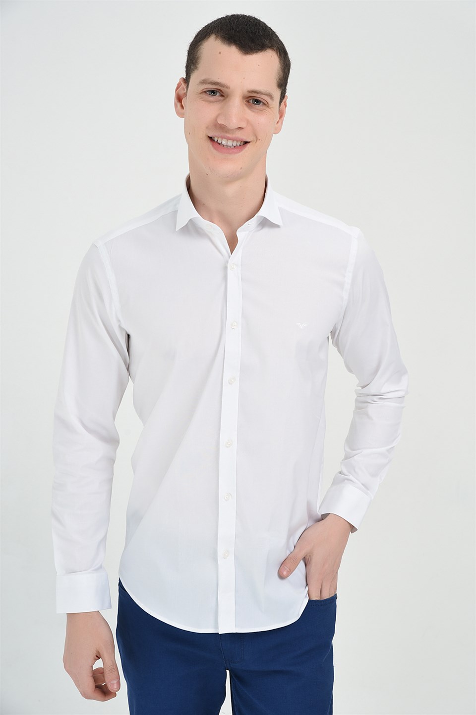  Morven Erkek Jasen Slim Fit Uzun Kollu Gömlek Beyaz