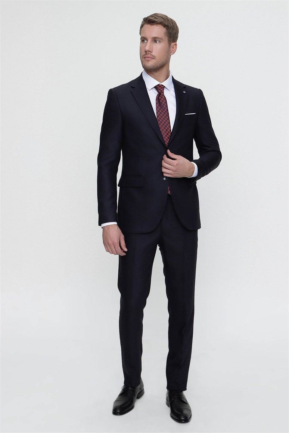  Morven Erkek Lacivert Perotto  Slim Fit Dar Kesim 8 Drop Takım Elbise