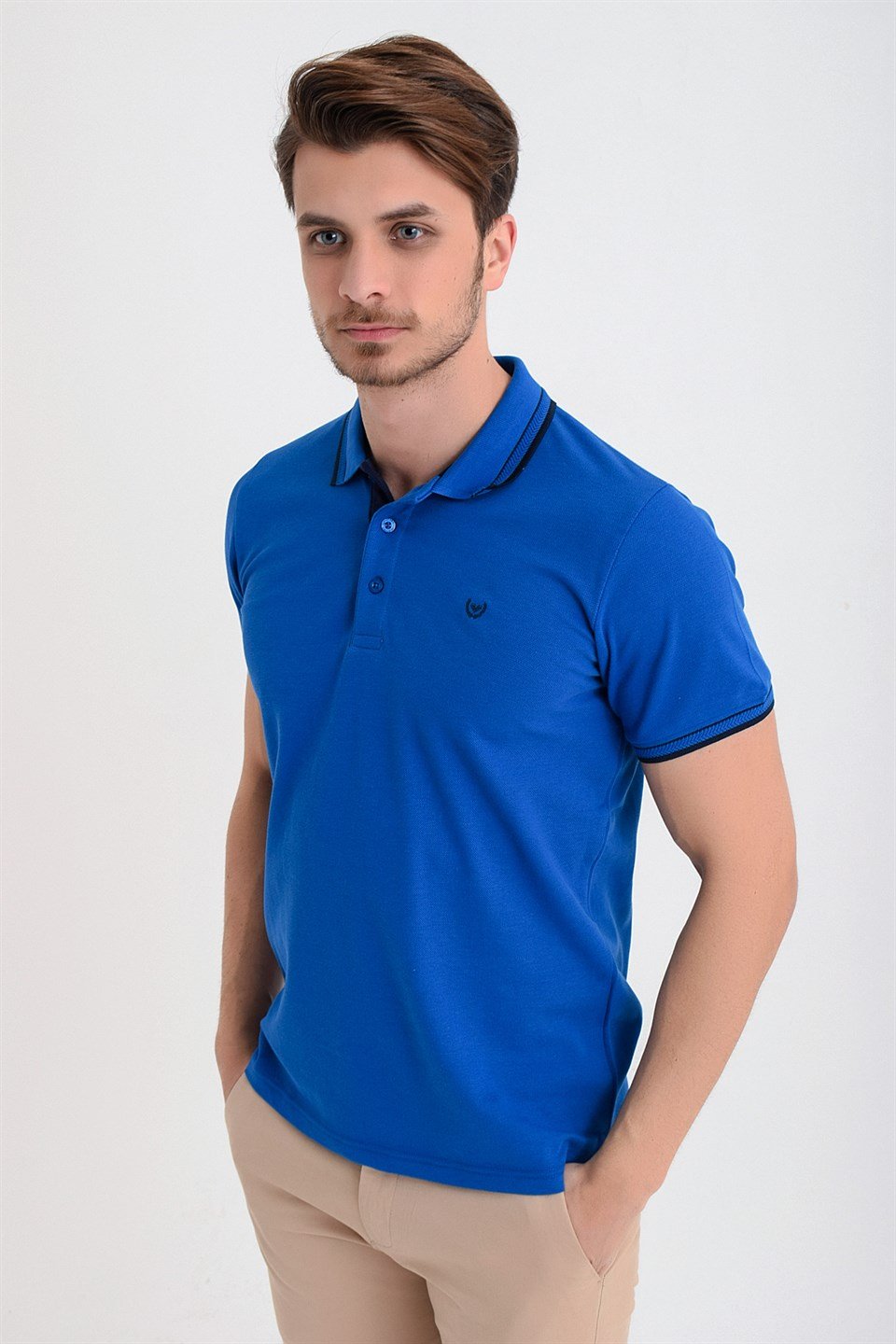  Morven Erkek Saks Mavisi Basic Dinamik Fit Rahat Kesim Cepsiz  Polo Yaka T-Shirt