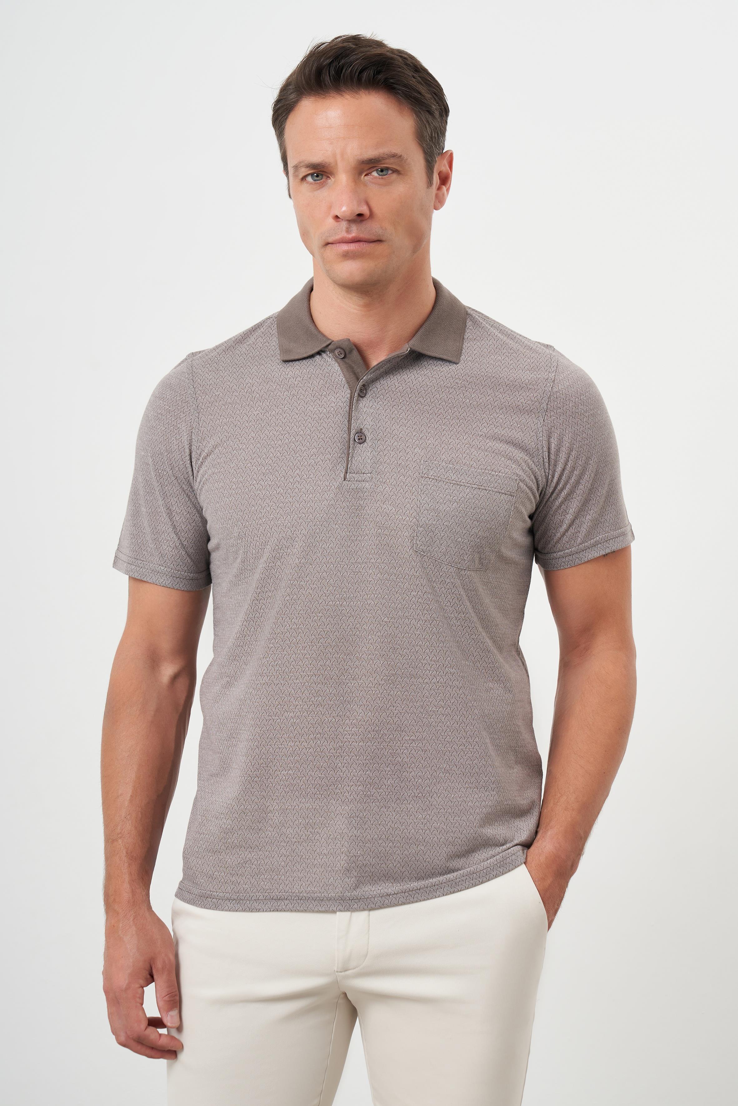Morven Erkek Bej Trend Cepli Polo Yaka T-Shirt
