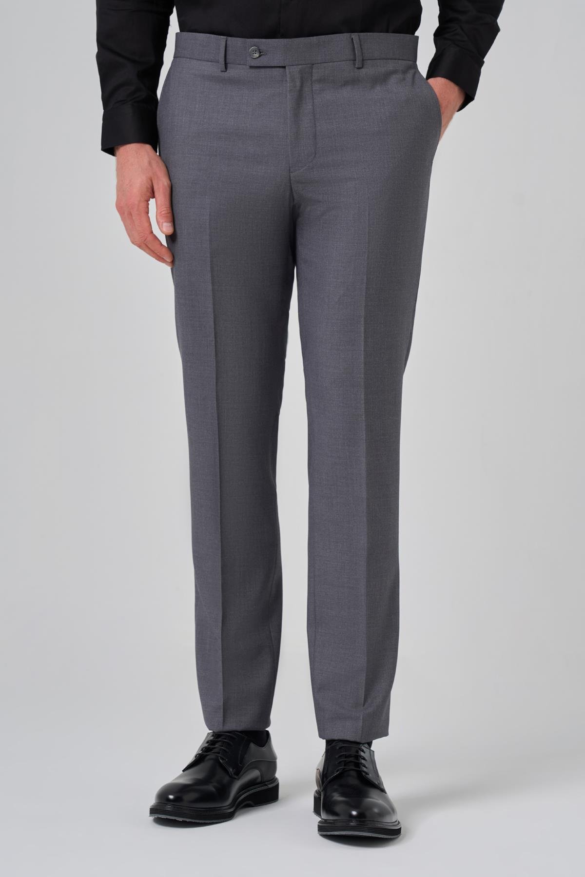 Morven Erkek Gri Klasik Slim Fit Dar Kesim Pantolon
