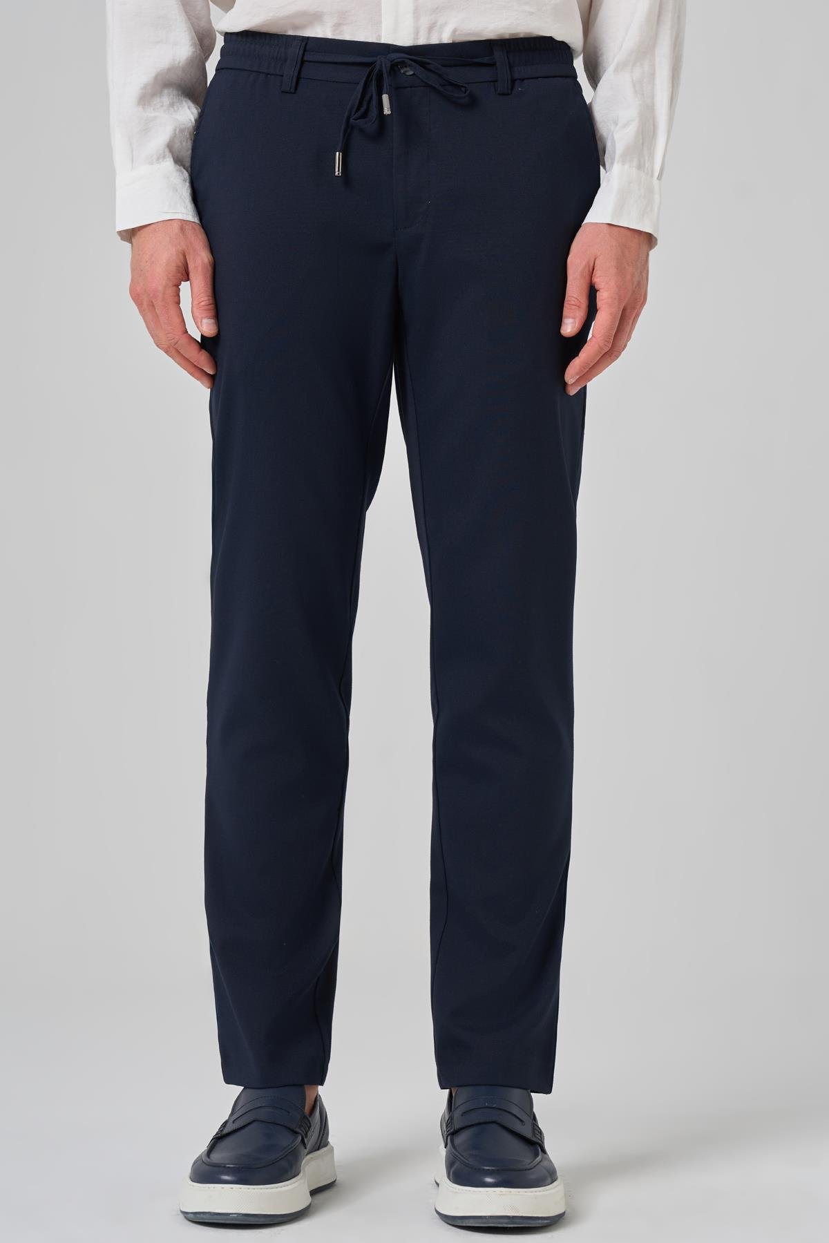 Morven Erkek Lacivert Poliviskon Jogger Slim Fit Pantolon