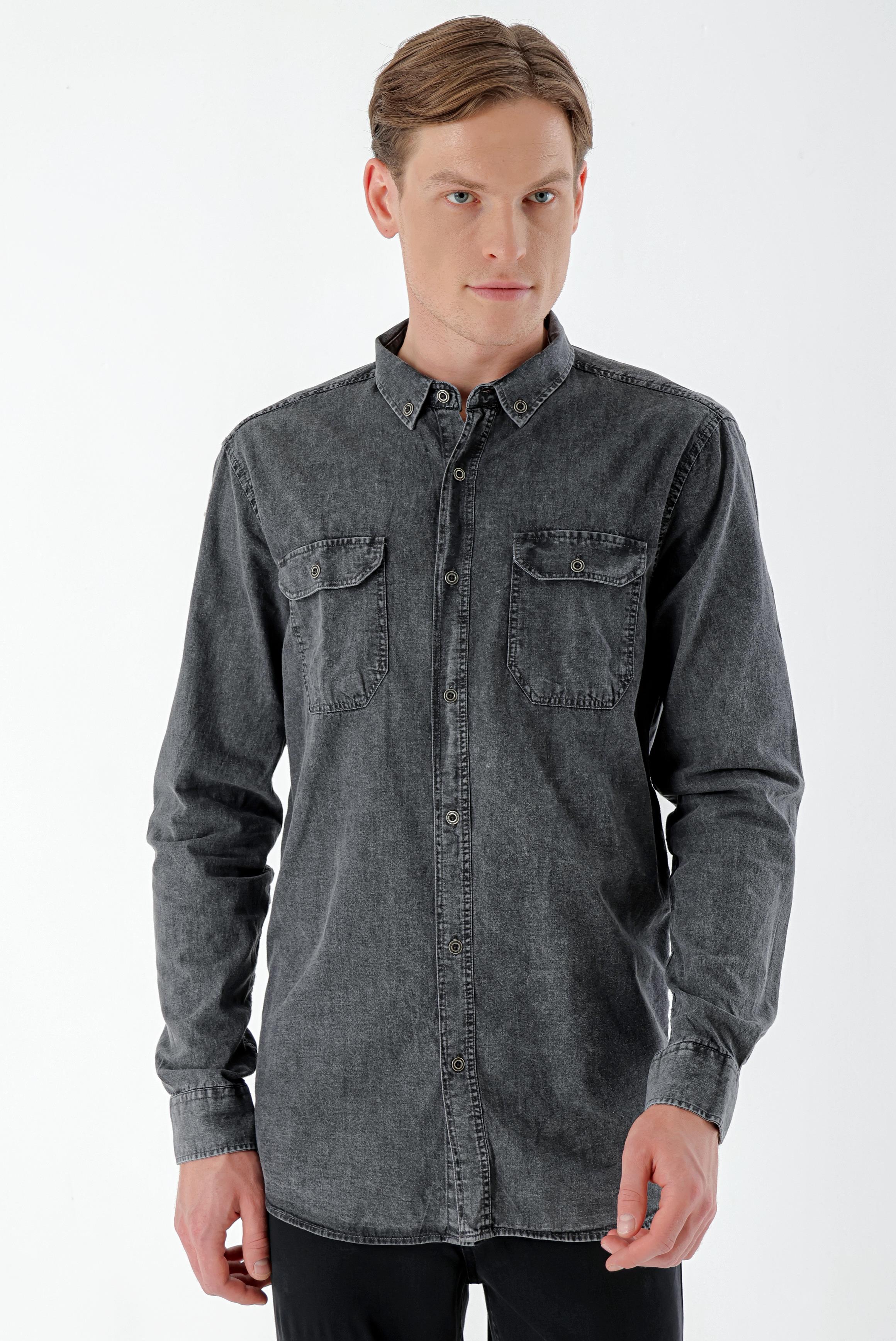 Morven Erkek Siyah Denim Oversize Gömlek