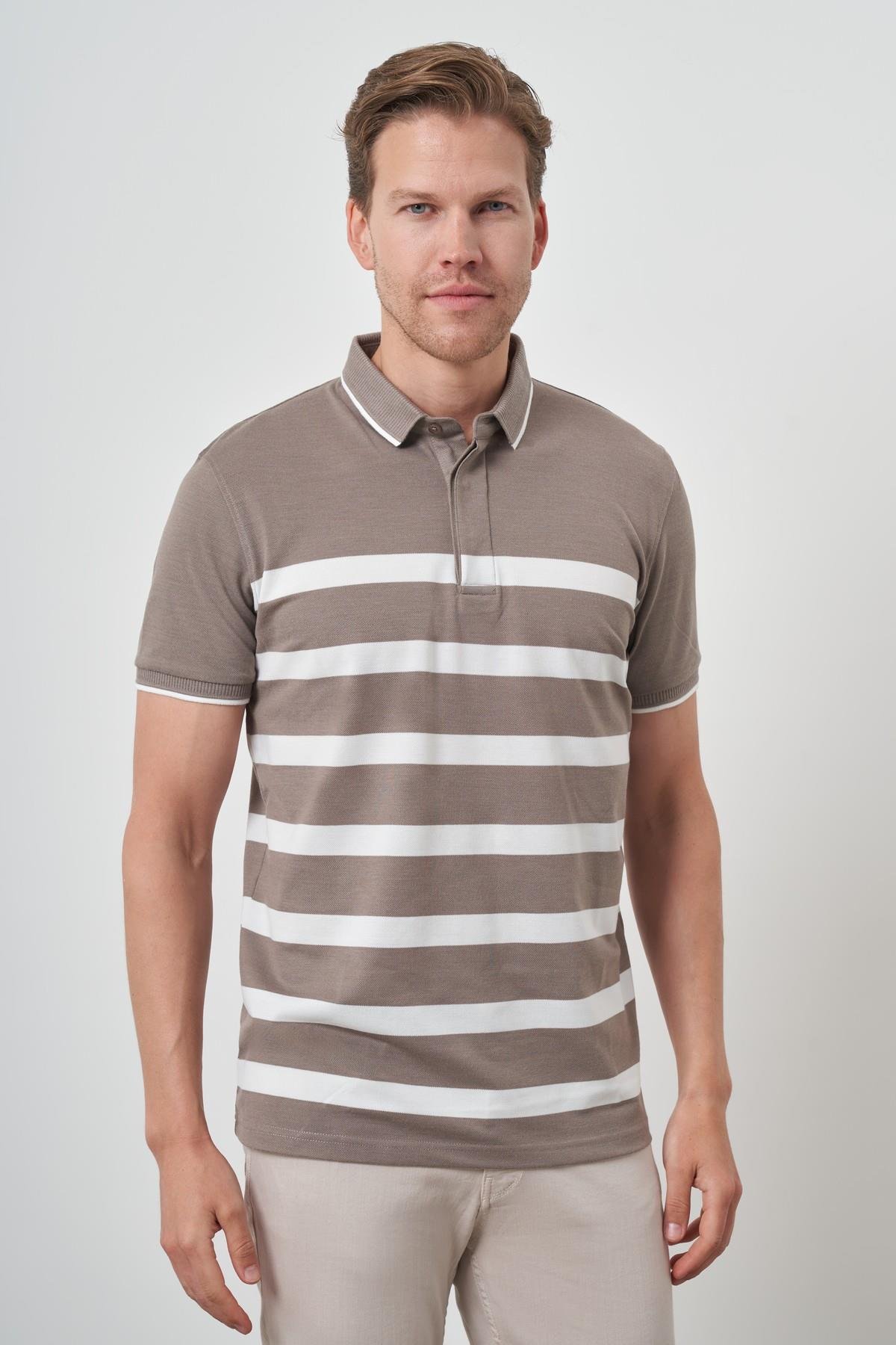 Morven Erkek Vizon Trend Rınger Polo Yaka T-Shirt