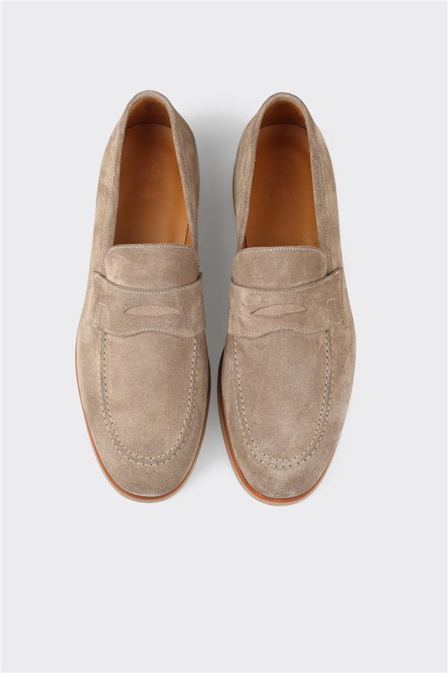 Bej Deri Erkek Günlük Ayakkabı