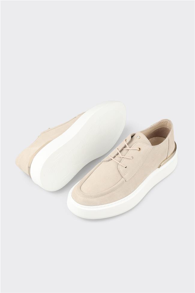 Bej Deri Erkek Günlük Ayakkabı