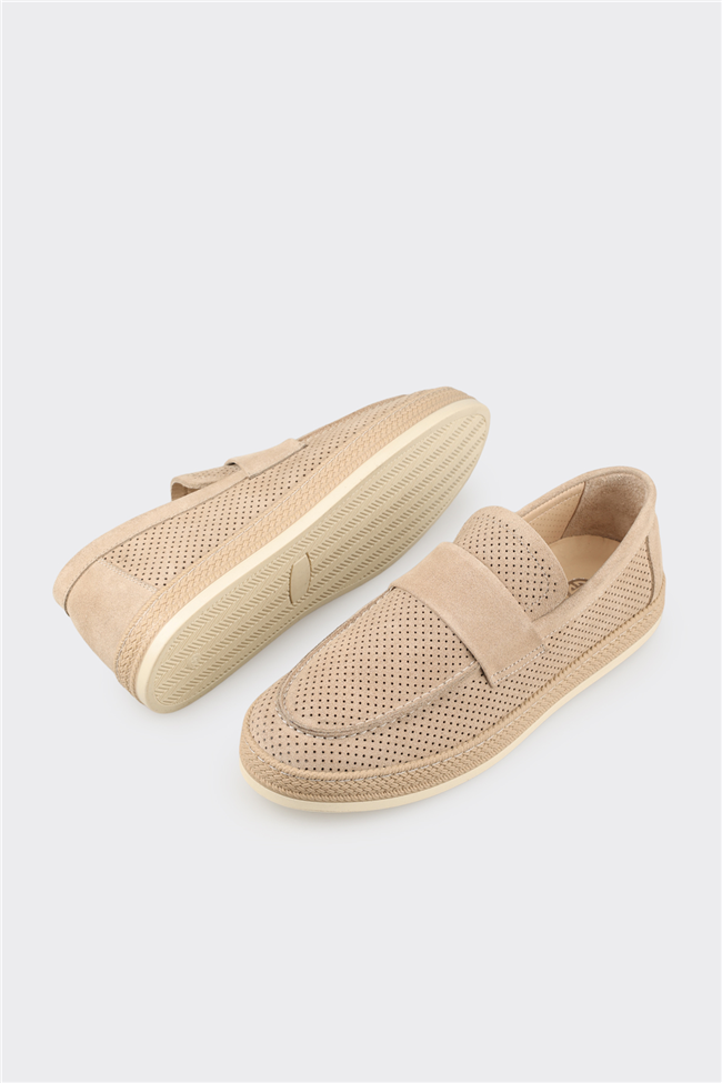 Bej Deri Erkek Günlük Ayakkabı