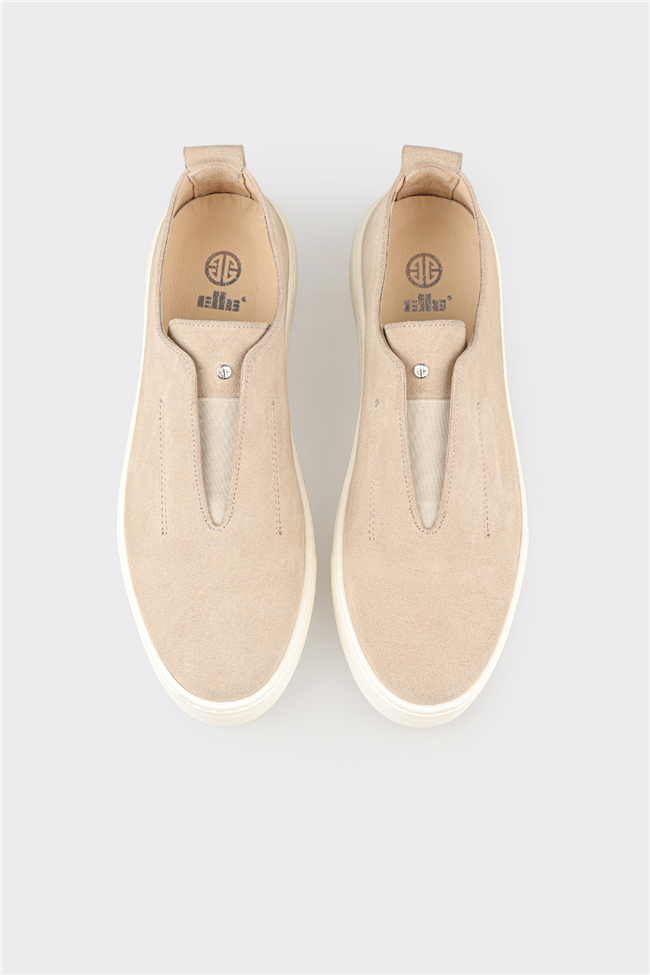 Bej Deri Erkek Günlük Ayakkabı