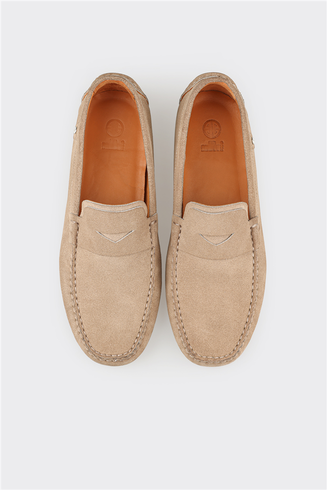 Bej Deri Erkek Günlük Ayakkabı