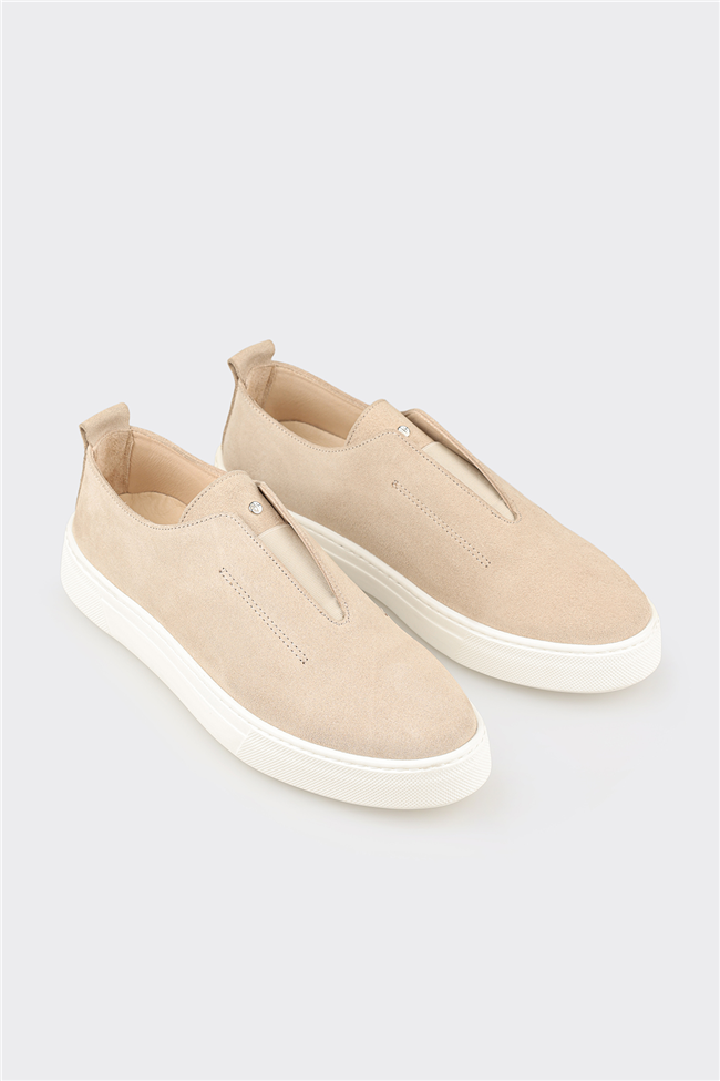 Bej Deri Erkek Günlük Ayakkabı